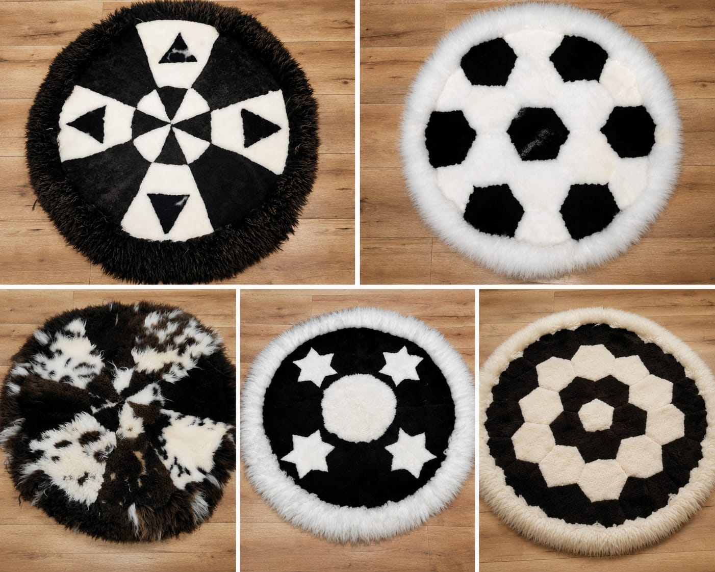 Peaux de mouton - Le classique rencontre le moderne ! Tapis ronds en peau de mouton